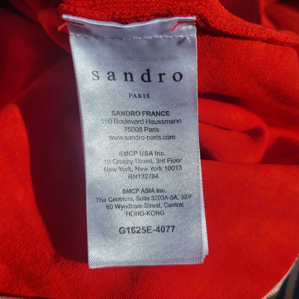 Pre-owned Sandro Paris Aiden Color Block Zip Cardigan Sweater in Red & Blue Sz 3 - Picture 6 of 15